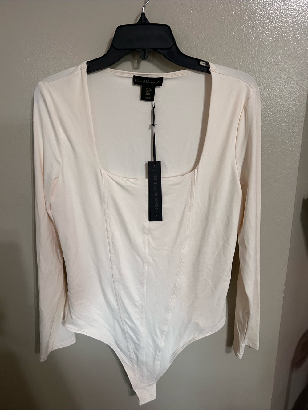 House Of Harlow 1960 Ivory Micro Ribbed  Front Body Suit Large NWT XL